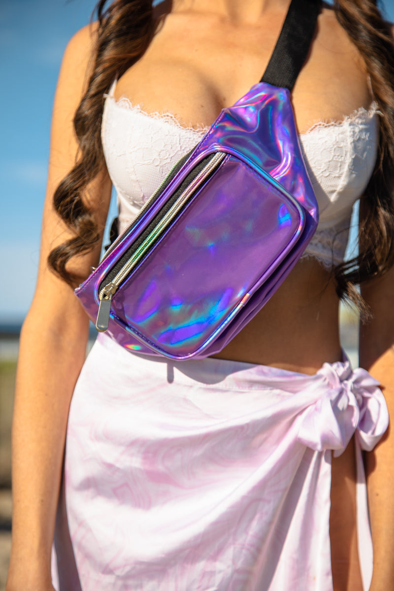 Pink holographic bum outlet bag