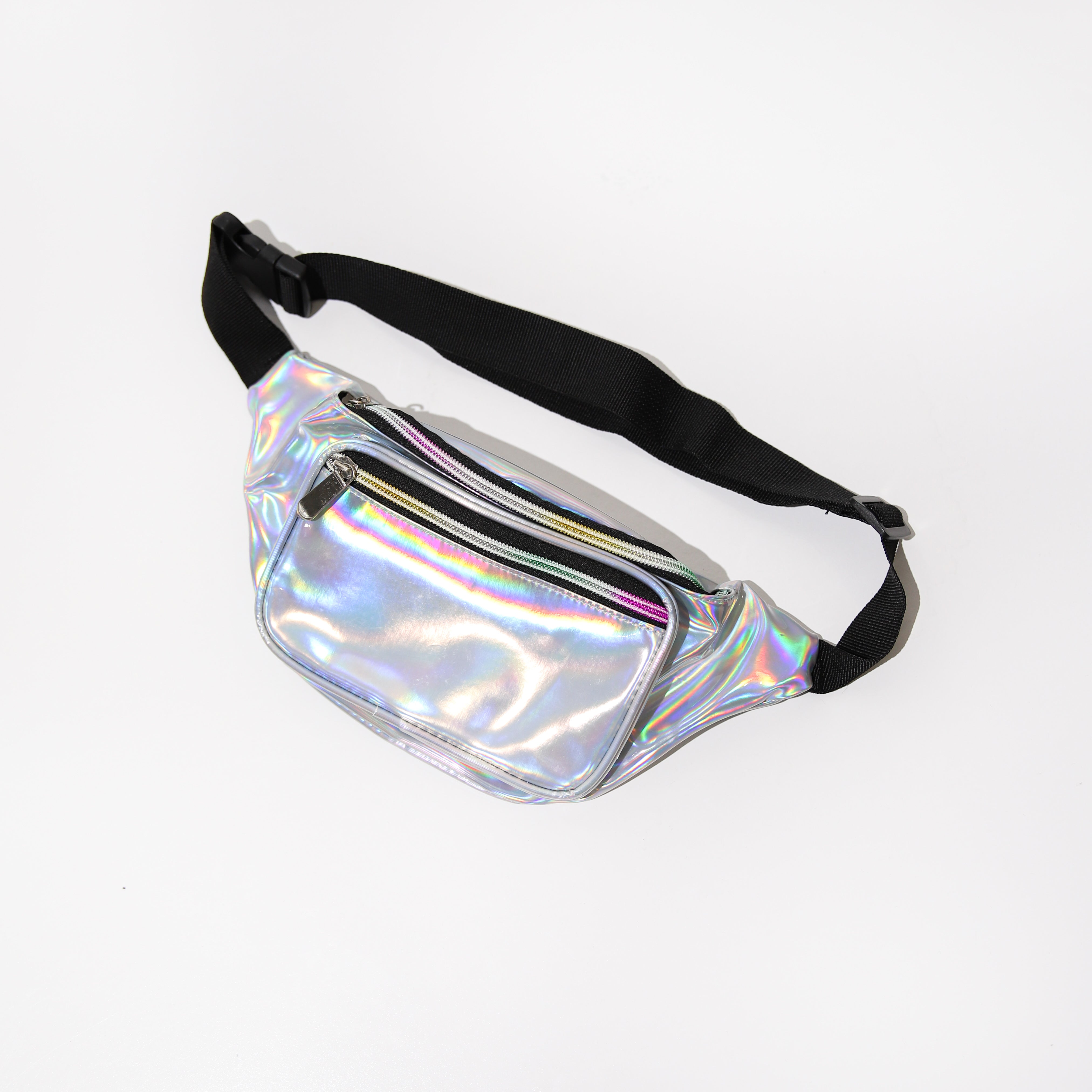 Silver holographic shop bum bag